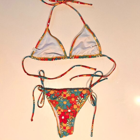 SOLY HUX Women's Floral Print 2 Piece Swimsuits Bikini Set Halter - Picture 9 of 11